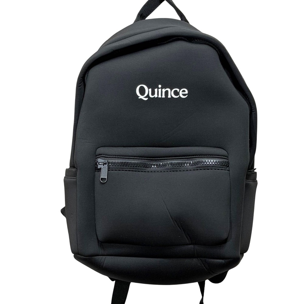Quince All day Neoprene Backpack Unisex OS Black Minimalist Travel Commuter logo